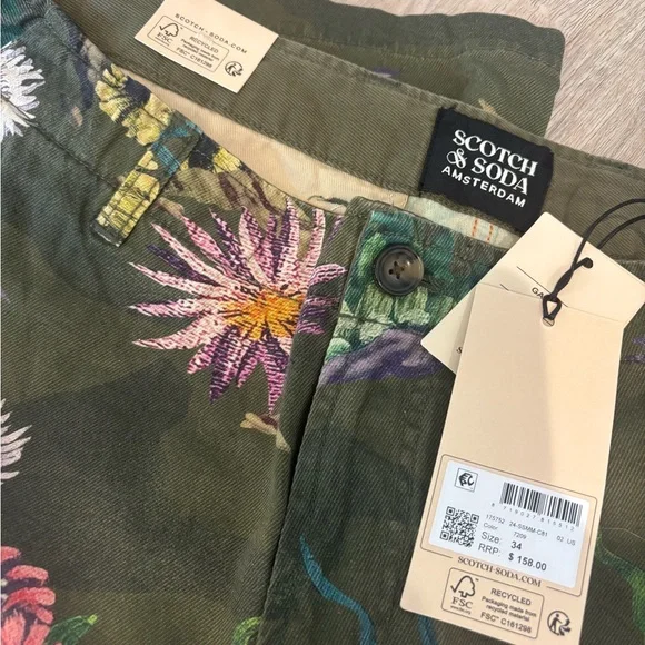 Scotch & Soda Cargo Shorts Green and Orange Tropical